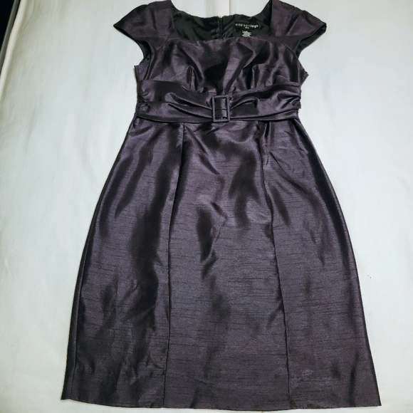 Madison Leigh Petite Belted Tailored Pencil Dress Grey 4 Petite - Picture 9 of 13